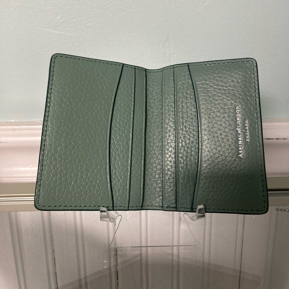 Aspinal of London Double Fold Credit Card Holder in Willow Pebble